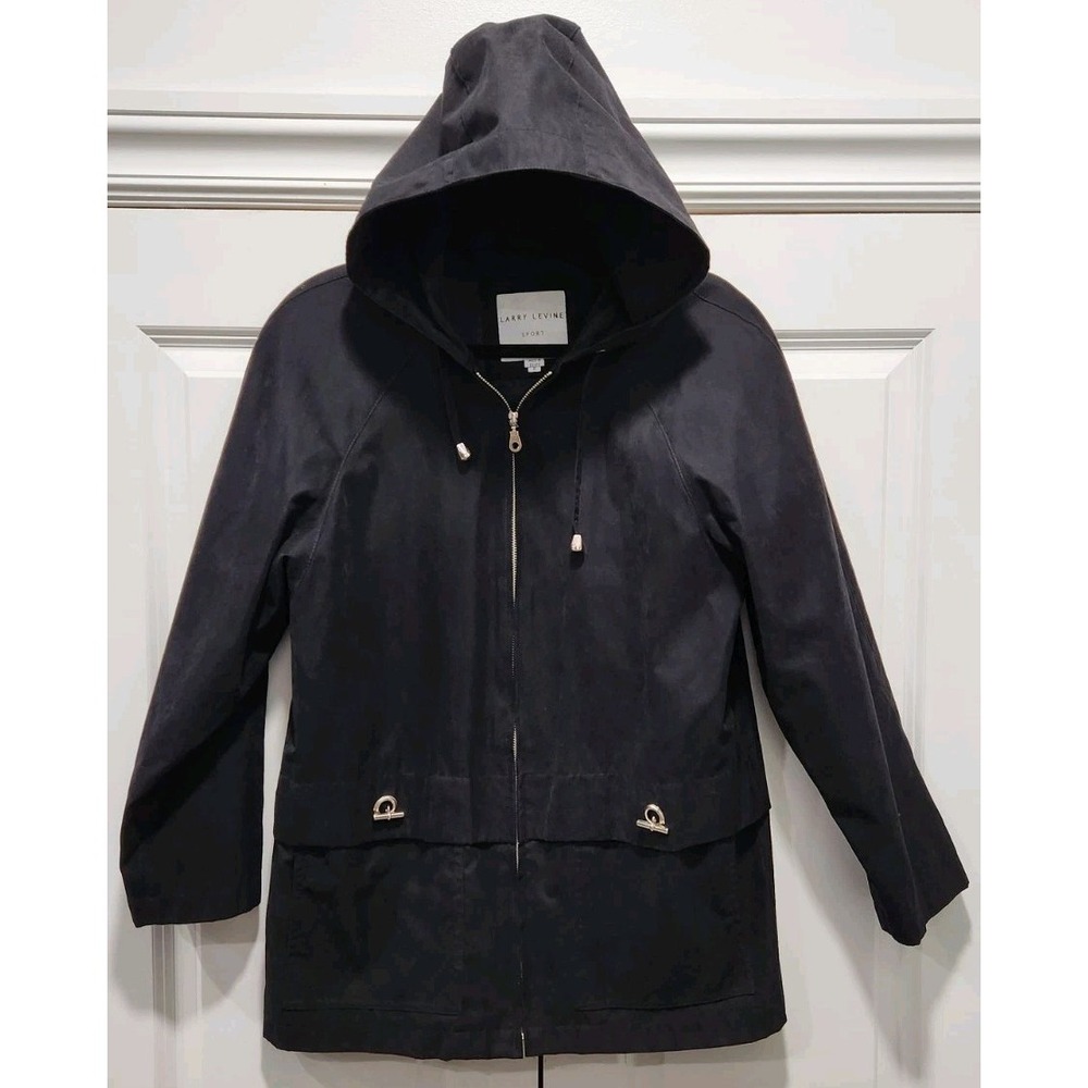 Larry Levine sport jacket Black Zip Hooded Womens Size Small